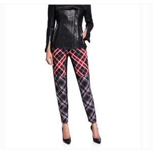 Women’s ITALIAN Anatomie Red & black Sharlene Plaid Stretch Ankle Pants sz mediu